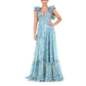 Mac Duggal Ruffle Floral Gown Size 2